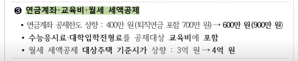 연말정산 연금 월세 세액공제 한도