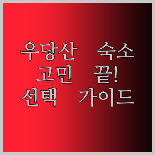 우당산 여행, 숙소 고민 끝! 후회없
