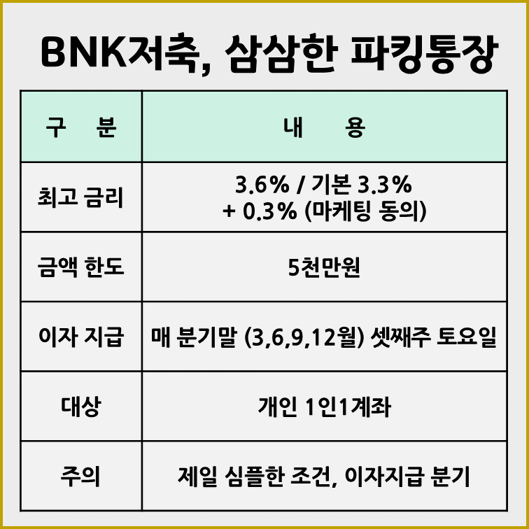 BNK저축은행-삼삼한파킹통장