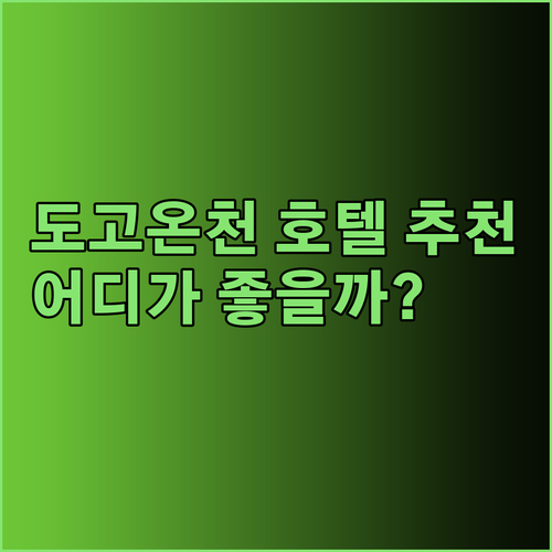 마쓰야마 도고 온천 근처 추천 호텔 