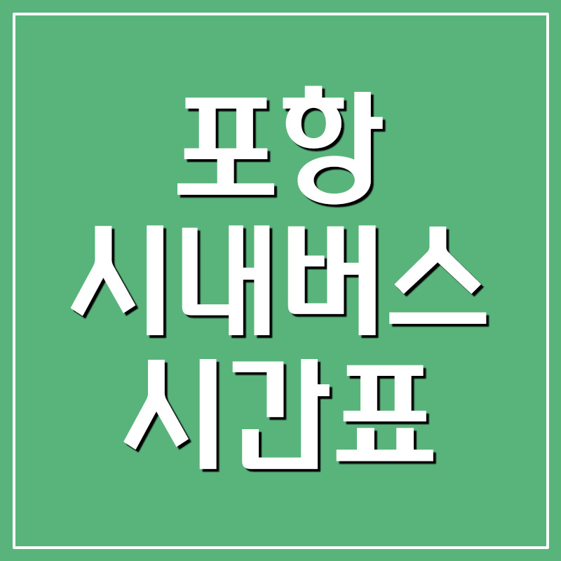  포항 시내버스 시간표 요금 안내