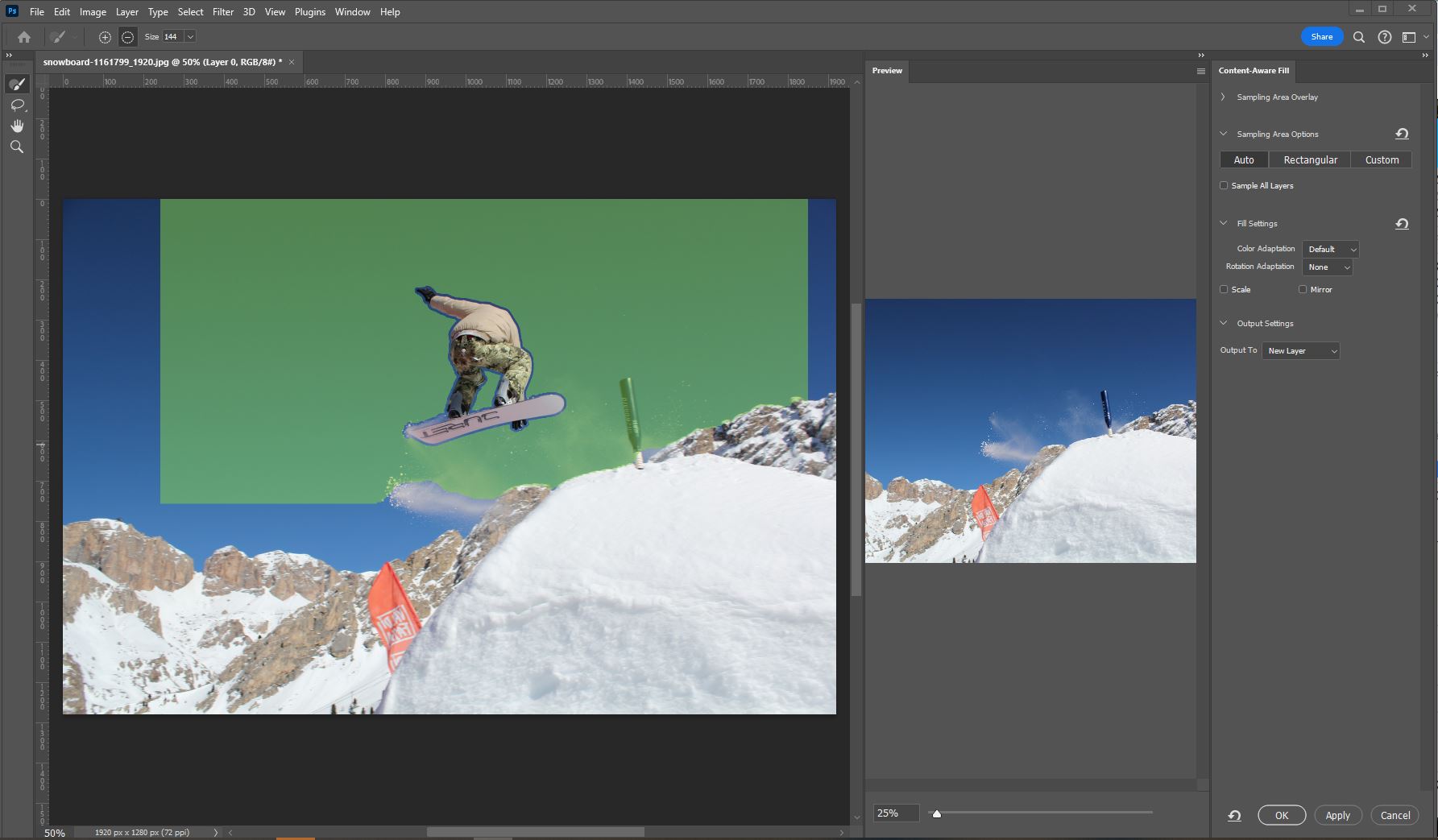 Content-Aware Fill 팝업창