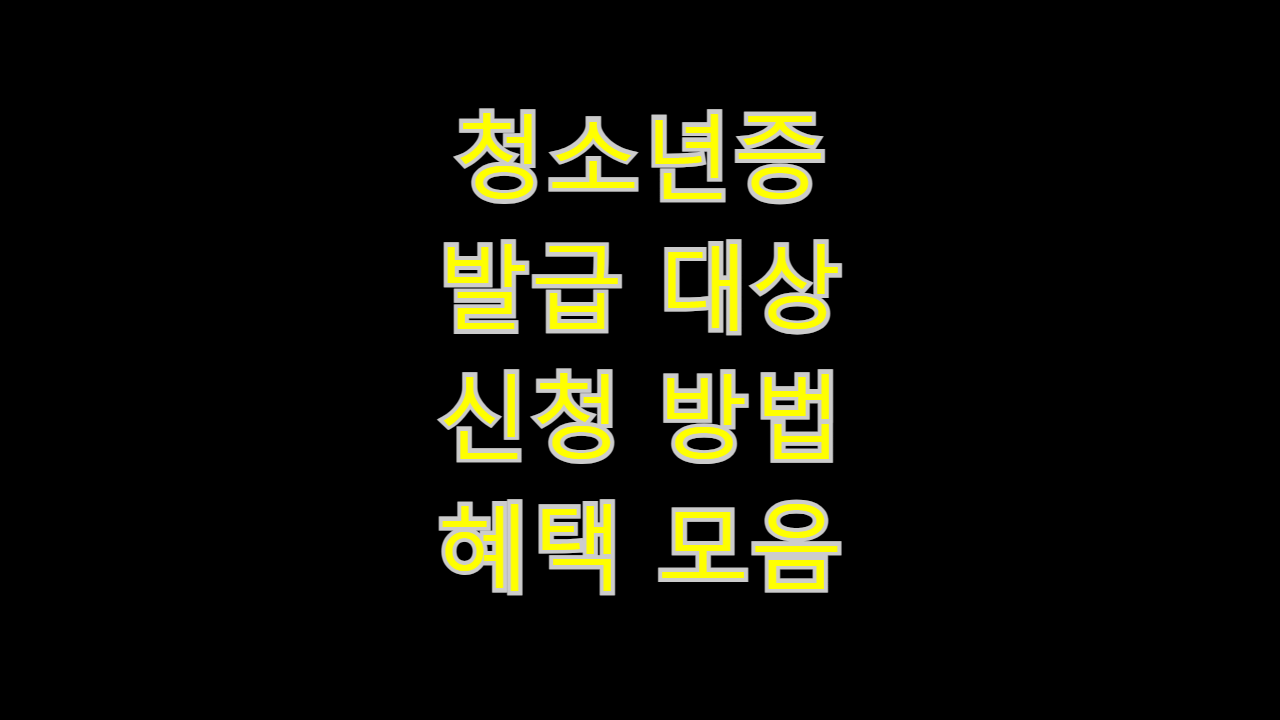  청소년증 발급 대상 신청 방법 혜택 안내