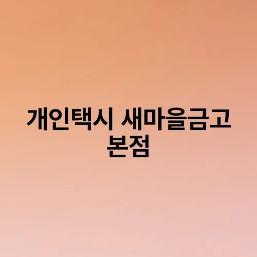 개인택시 새마을금고 본점
