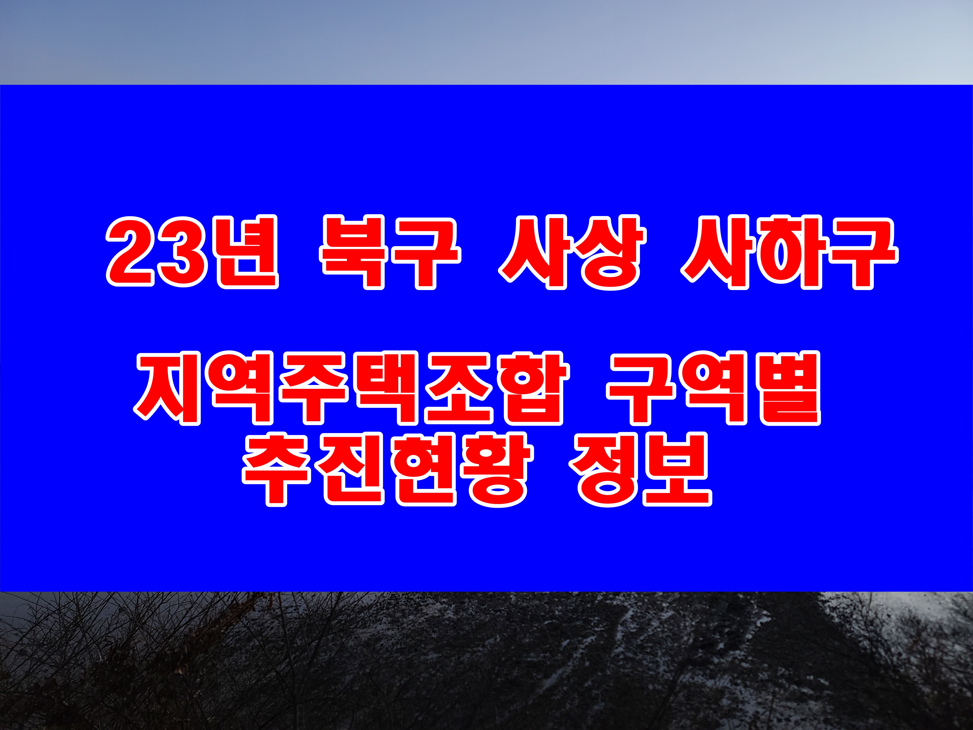  북구 구포 사상 감전 사하 괴정 지역주택조합 설립 추진현황 23년 기준