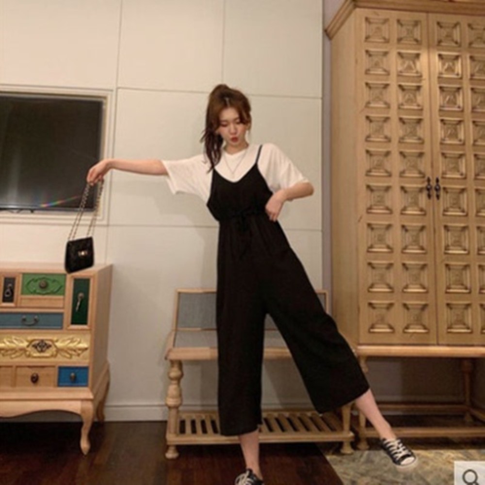 뷔스티에 점프수트 와이드 팬츠 여름 점프수트