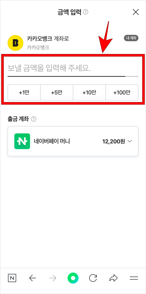 보낼 금액을 입력