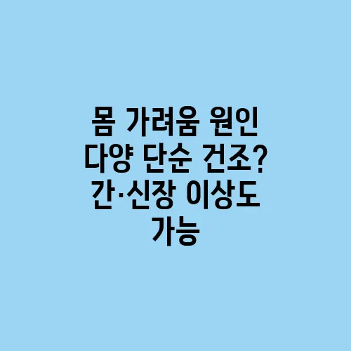 몸 가려움 원인 다양 단순 건조? 간·신장 이상도 가능