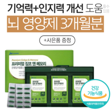  프리미엄 뇌영양제 식약청인증 식약처 500mg 혈액순환 인지력 기억력 개선 도움 수험생 비타민E 선물세트 부모님 추천, 선물용 1박스(3개월분)+알레 사은품