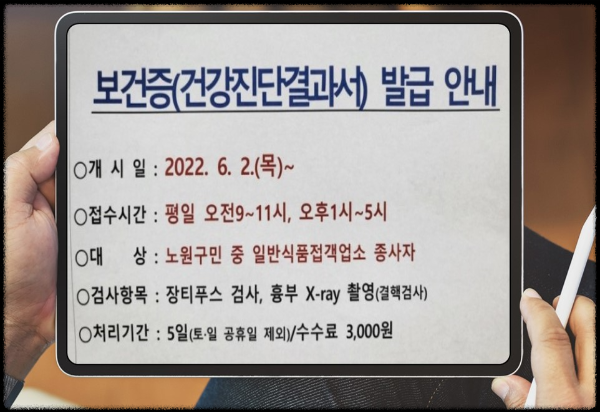보건증 (건강진단결과서) 검사항목