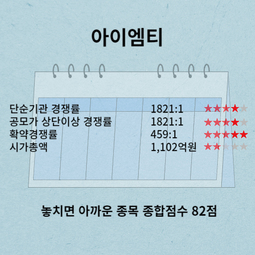  공모주 아이엠티 놓치면 아까운 종목 코스닥 상장