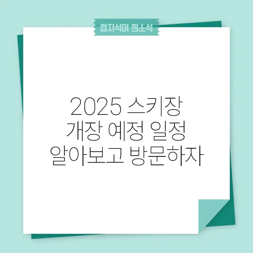 2025 스키장 개장 예정 일정 알아보고 방문하자