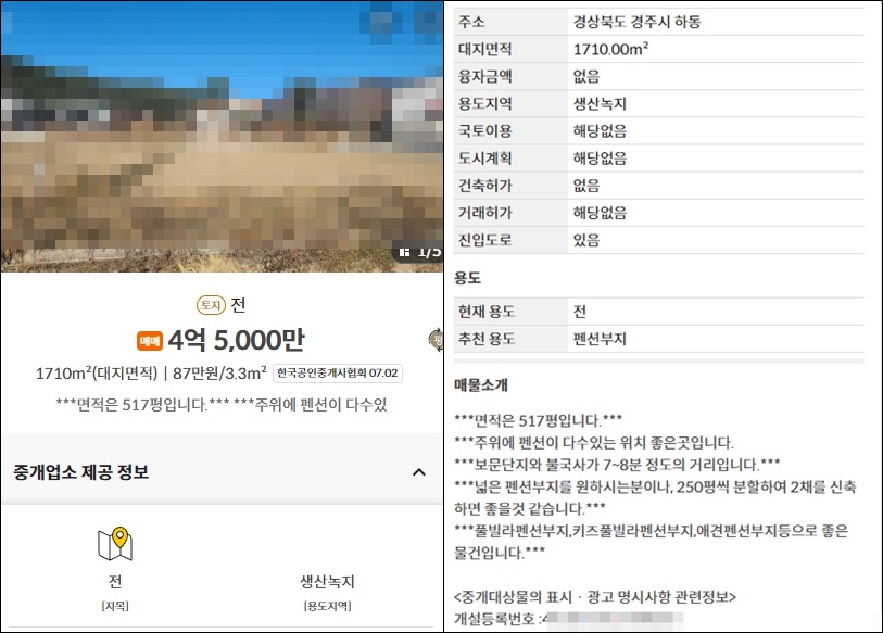 경북 경주 토지 임야 매매 매물 부동산 시세 땅값 집값