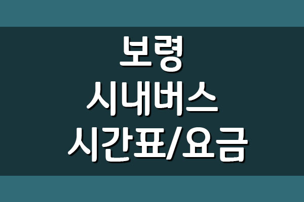  보령 시내버스 시간표 및 요금 정보