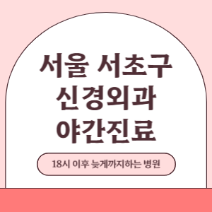 서울 서초구 야간진료 신경외과 병원 (18시 이후 늦게까지하는 병원)