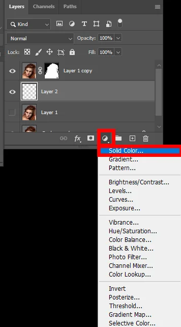 레이어를 새로 만들고 색 채우기를 한 모습