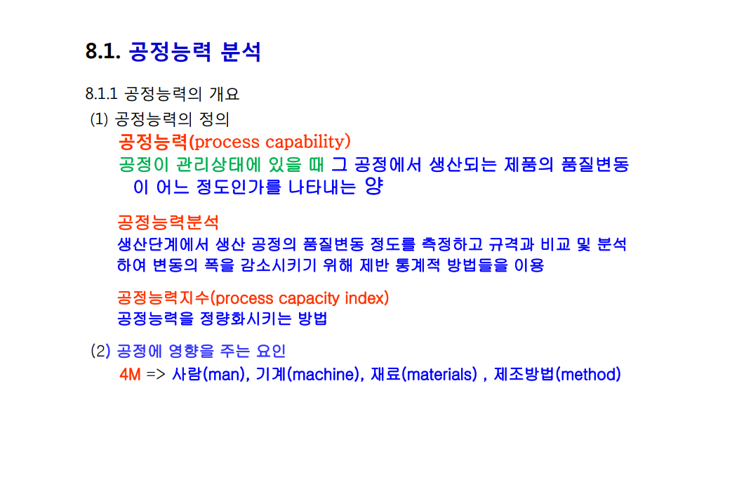  공정능력 관리분석
