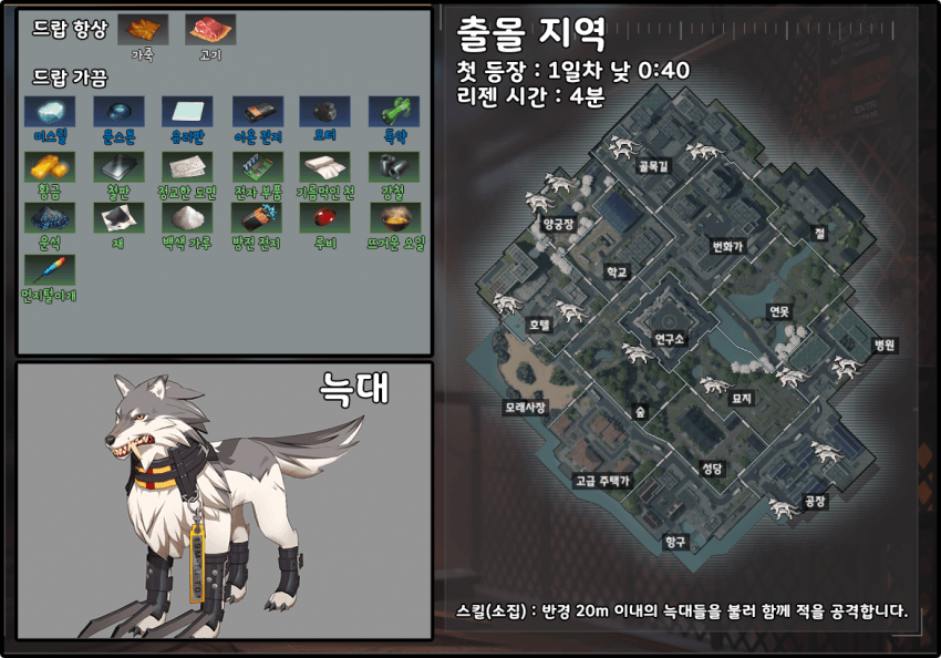  블랙서바이벌 영원회귀 야생동물 드랍위치 출몰지역 공략
