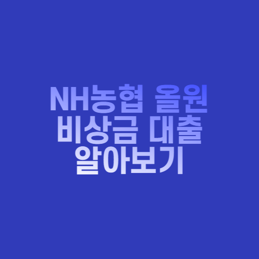  농협 올원 비상금대출 조건 및 금리 알아보기