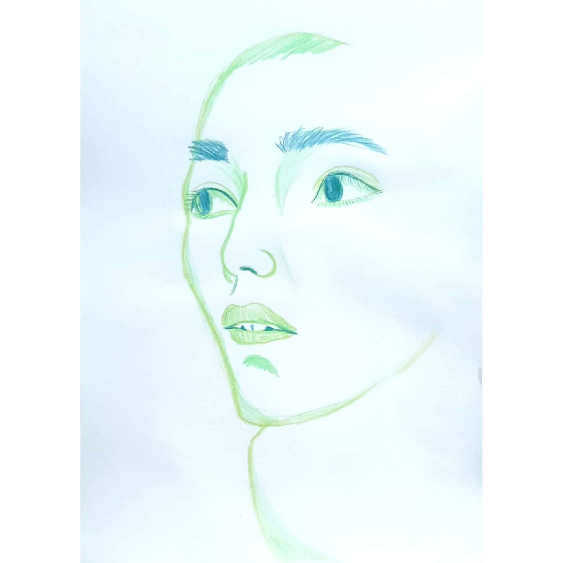  Green Face 초록색 얼굴 / 일러스트레이션 그림 드로잉 / 인물화 그리기