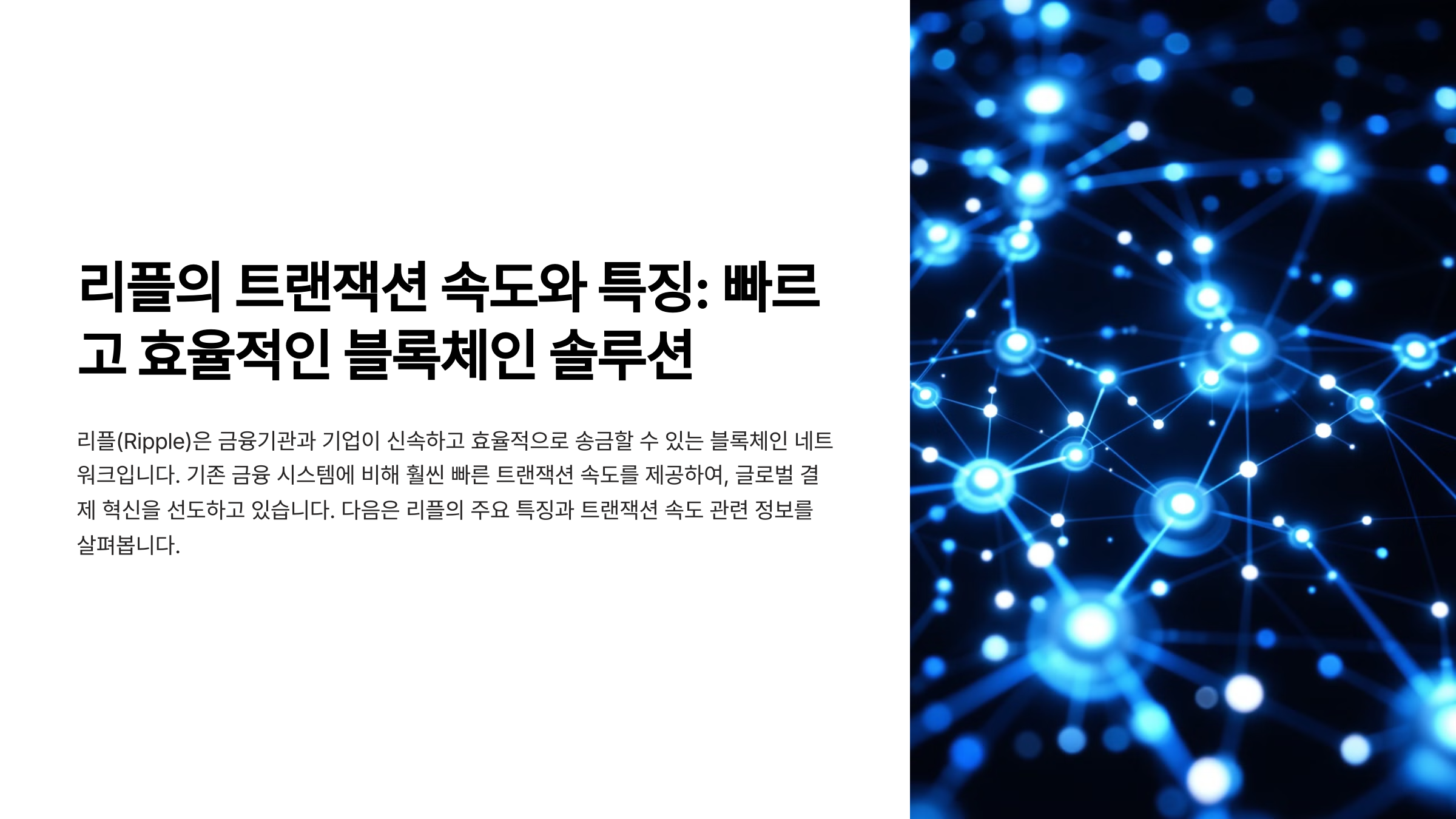 리플의 트랜잭션 속도와 특징: 빠르고 효율적인 블록체인 솔루션