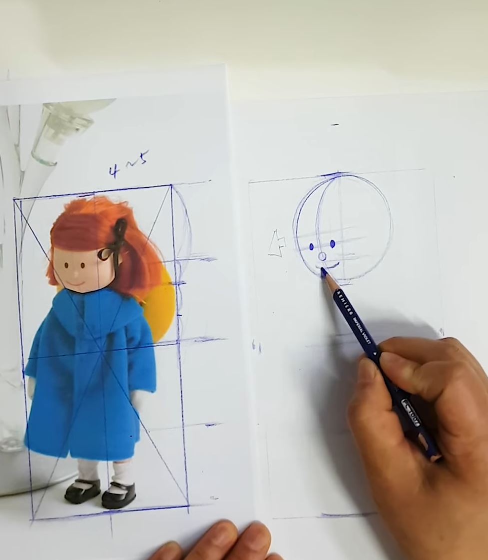 인형의 눈코입을 그리자