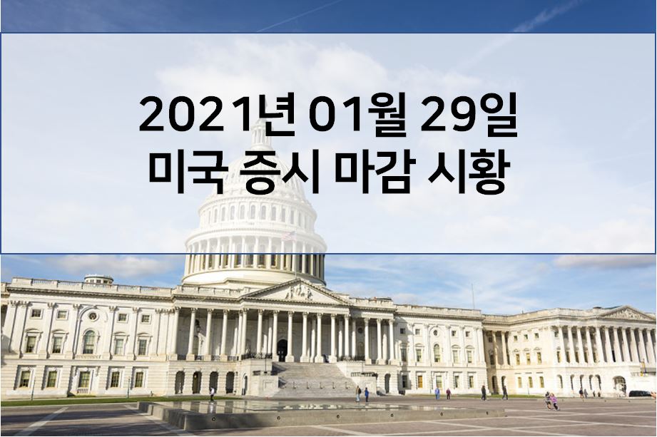  1월 29일 미국 증시 마감 시황(주말에 일어난 해외이슈 - 공화당 의원 바이든 부양책 재검토 요청,  연은총재 테이퍼링 아직 멀었다, 영국cp