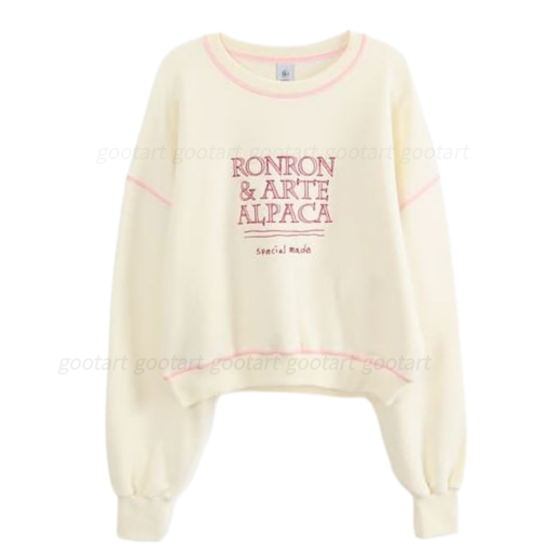 론론 OUTSTITCH CROP SWEATSHIRT CREAM