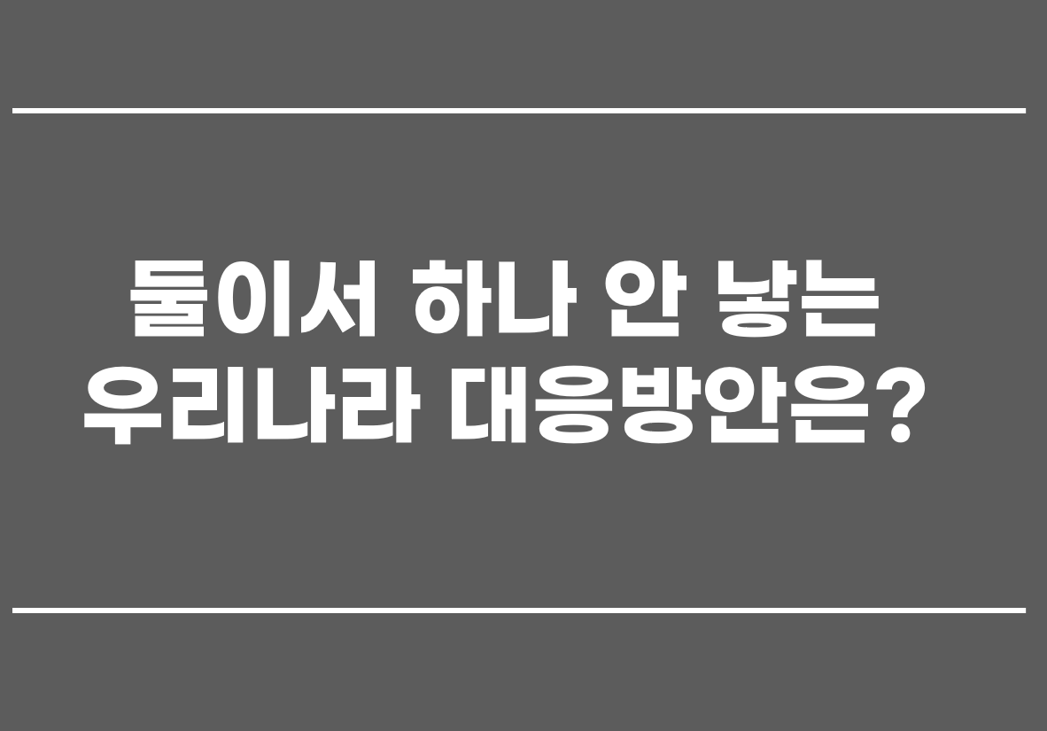  둘이서 하나 안 낳는 우리나라 대응방안은?