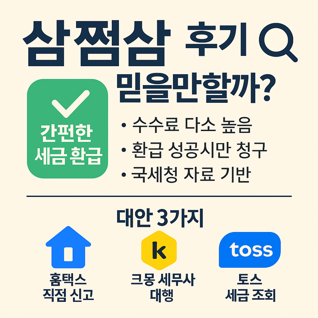 삼쩜삼 후기 및 수수료 정리, 홈택스·크몽·토스 대안 비교 요약 카드뉴스