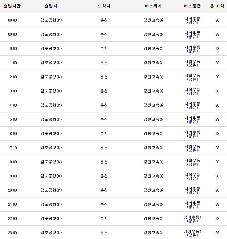 김포공항에서 강원도행 공항버스 시간표&#44; 정류장&#44; 노선&#44; 요금&#44; 할인 총정리