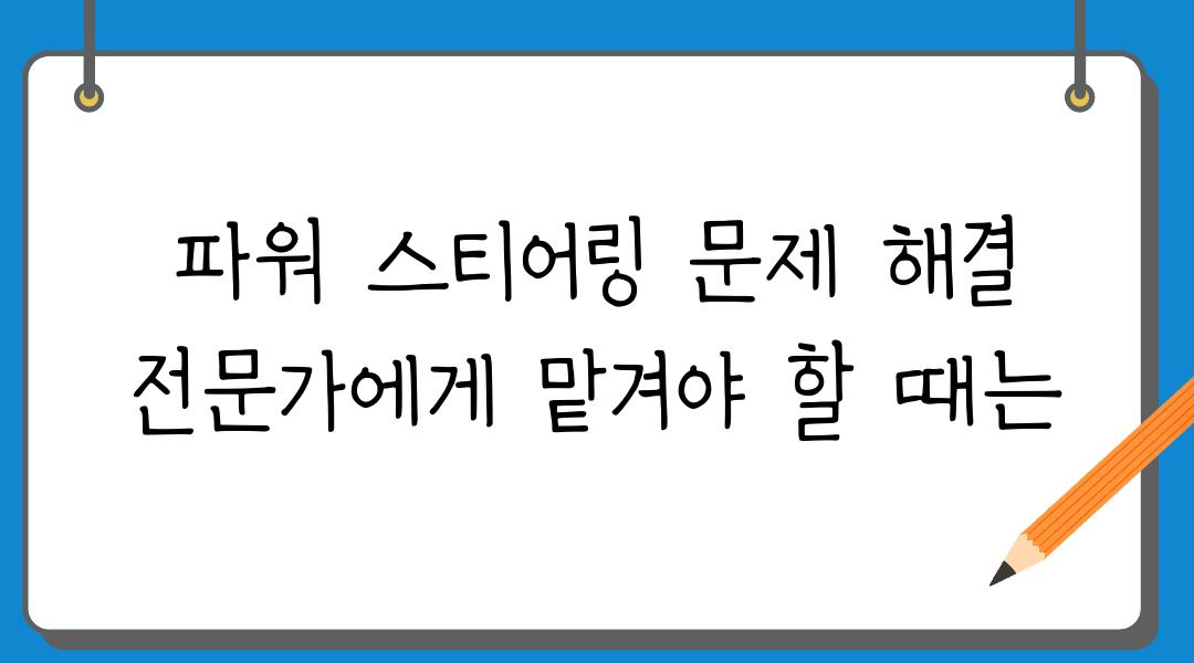 파워 스티어링 문제 해결 전문가에게 맡겨야 할 때는