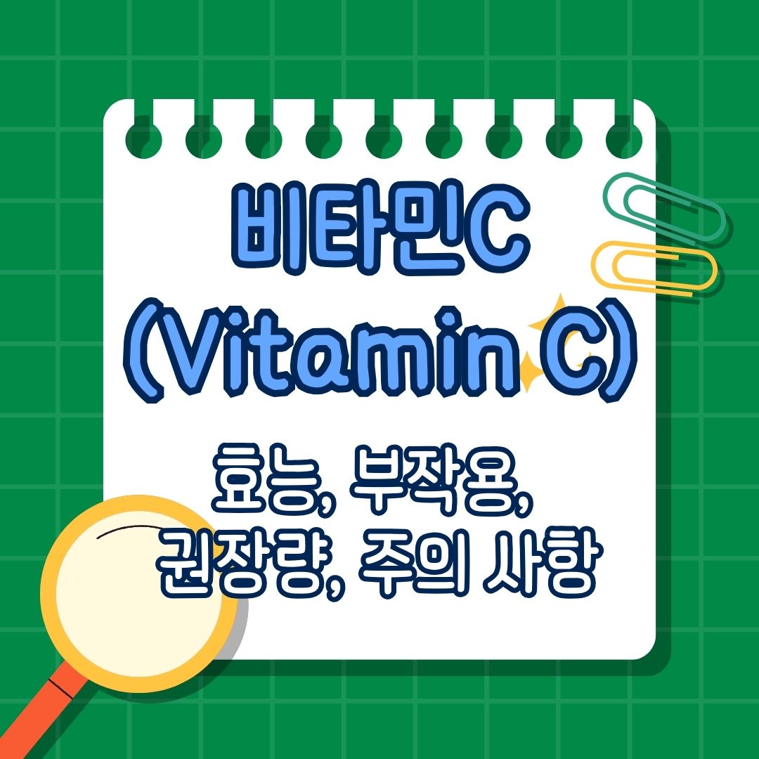 비타민 C(Vitamin C, 비타민 씨) 효능, 부작용, 권장량, 부족증상, 많이 포함된 음식, 복용법, 함께 섭취하면 안 되는 영양제, 함께 섭취하면 좋은 영양제