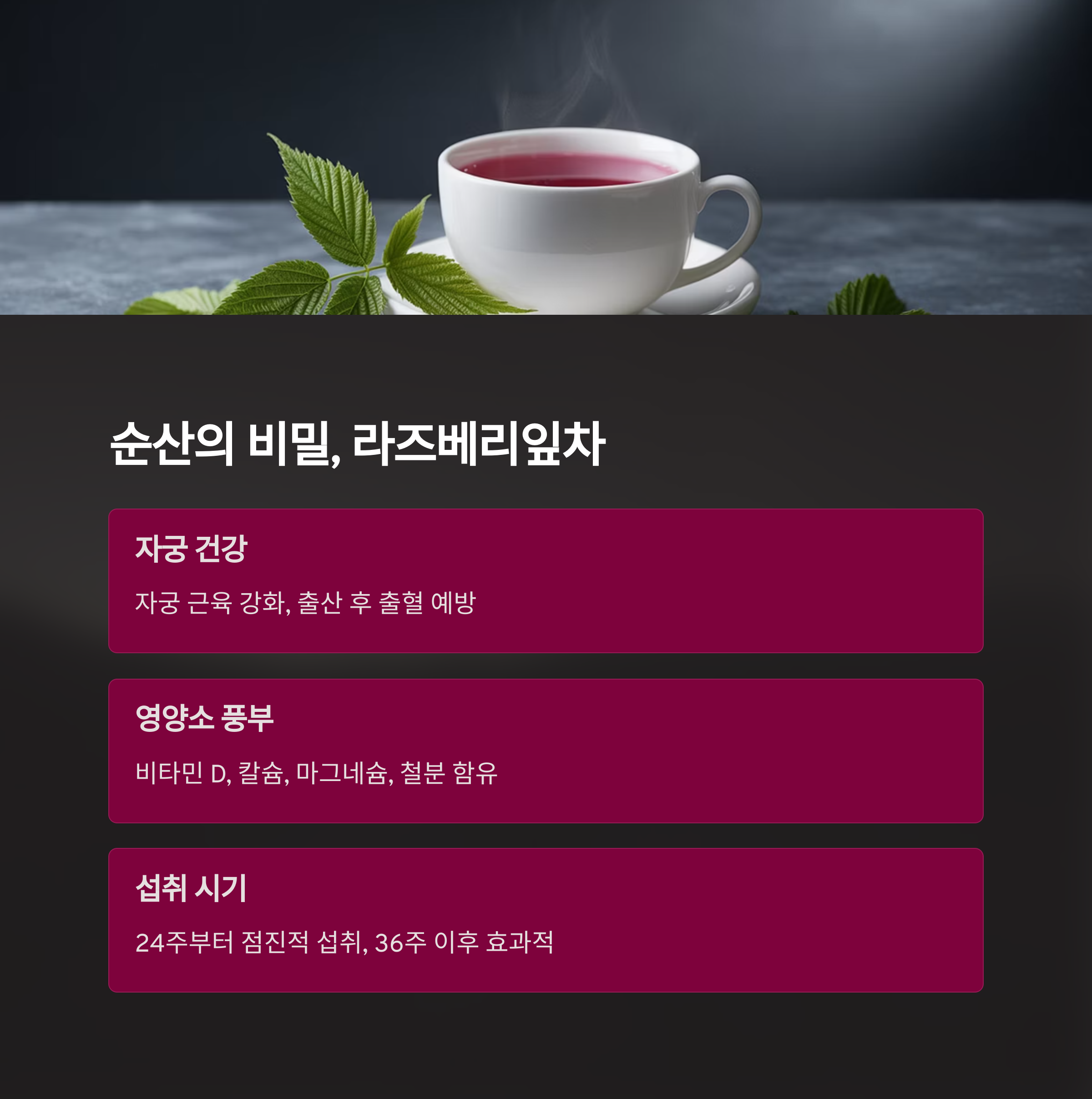 임산부 차 – 라즈베리잎차 섭취 정보