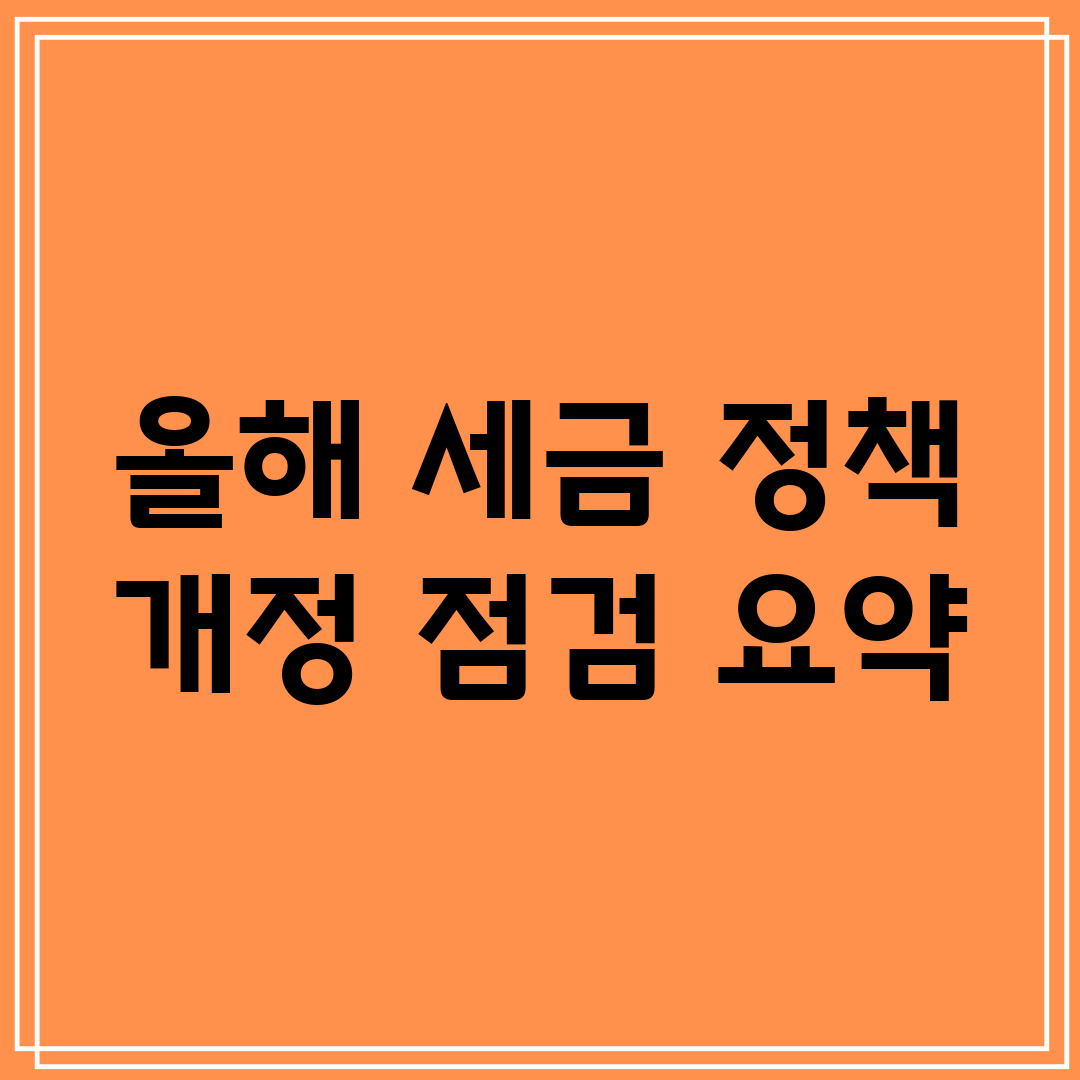 올해 세금 정책 개정 점검 요약