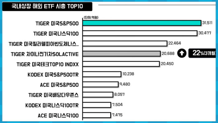 국내 상장 해외 ETF 시총 TOP 10