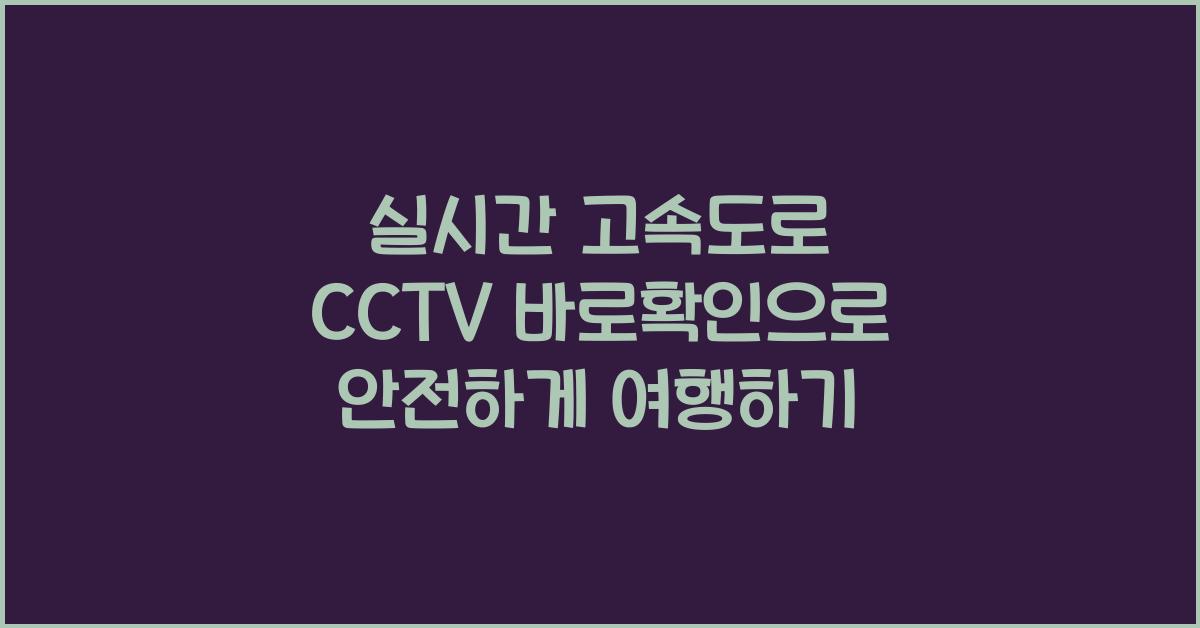 실시간 고속도로 cctv 바로확인