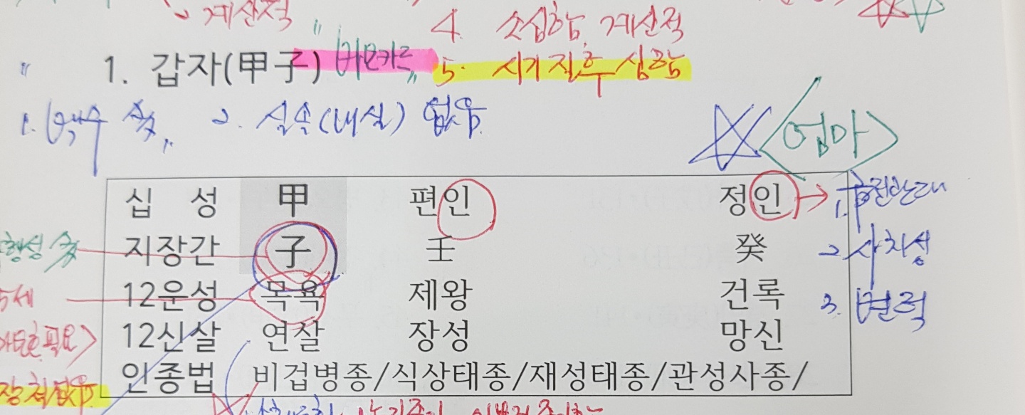  갑자,병자,무자,경자,임자 일주분석