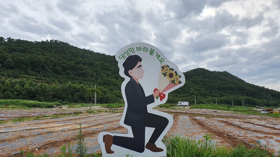 밭 한가운데 위치한 포토존