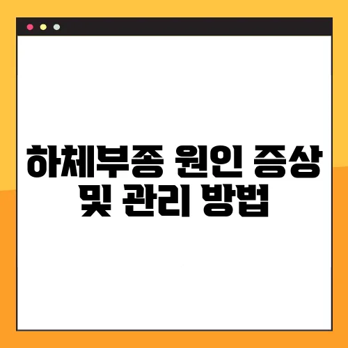 하체부종 원인 증상 및 관리 방법