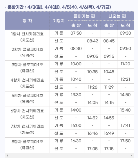 2023 선도 수선화 축제 여객선 시간표