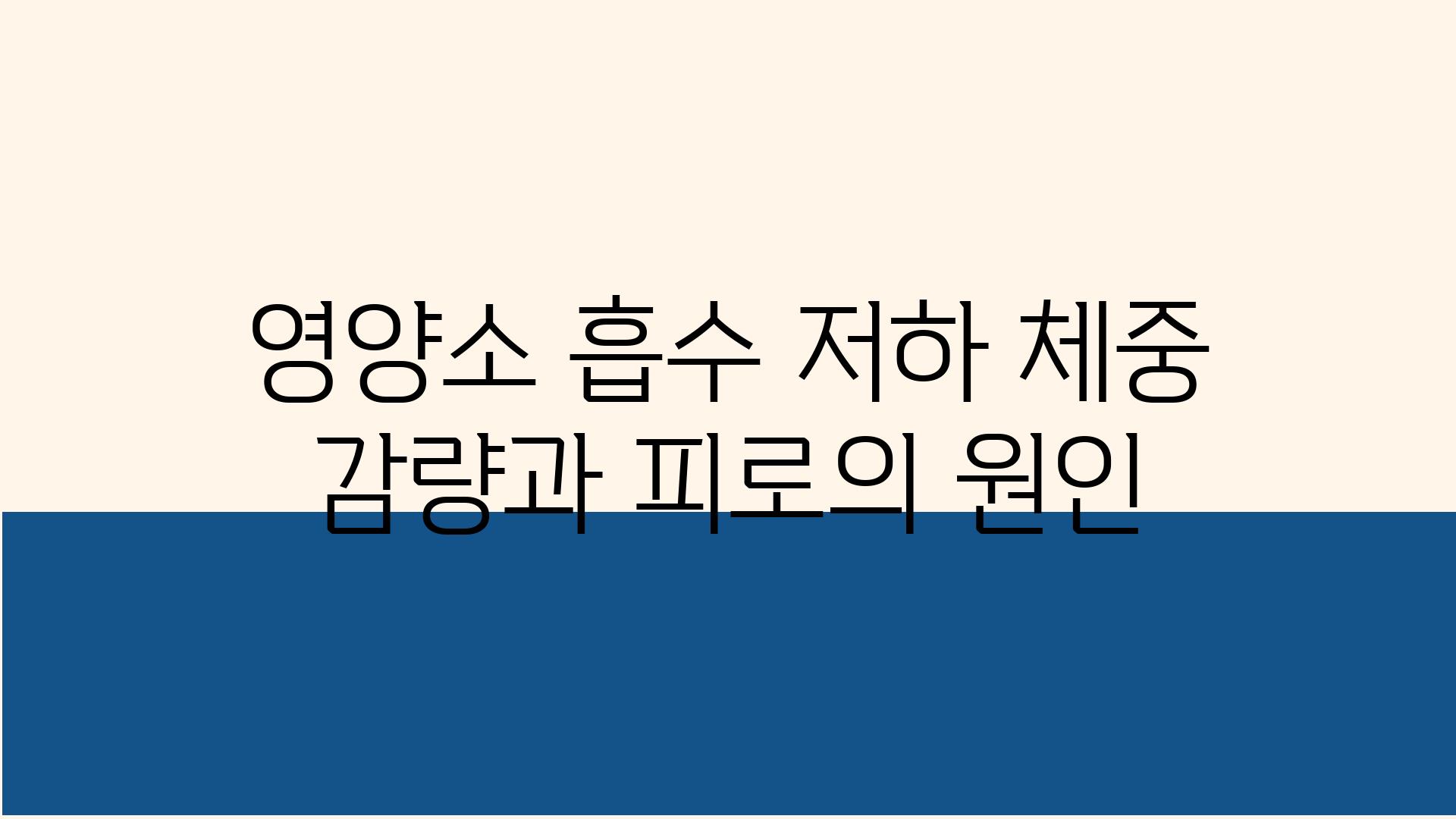 영양소 흡수 저하 체중 감량과 피로의 원인