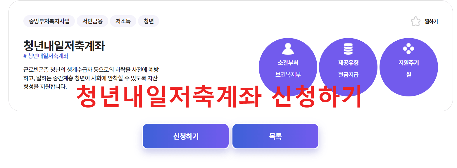 청년내일저축계좌 조건 및 신청 방법 알아보기