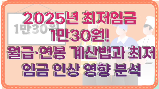 2025년 최저임금 1만30원! 월급·연봉 계산법과 최저임금 인상 영향 분석