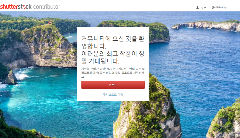 셔터스톡 회원 가입 완료