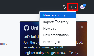 GitHub(깃허브) - New repository 메뉴