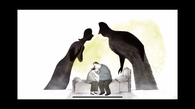 슬픔이란 어두움의 그림자가 배여 있지만, 두 부부는 서로를 얼싸 안고 위로합니다