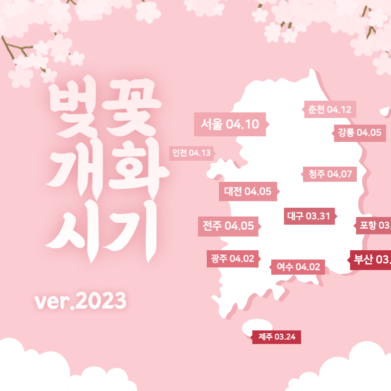  2023 벚꽃 개화시기 지역별 총정리
