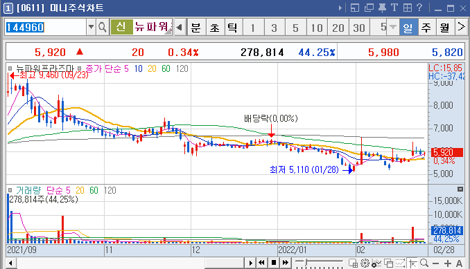 뉴파워프라즈마-일봉차트