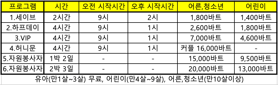 엘리펀트 생츄어리 가격리스트